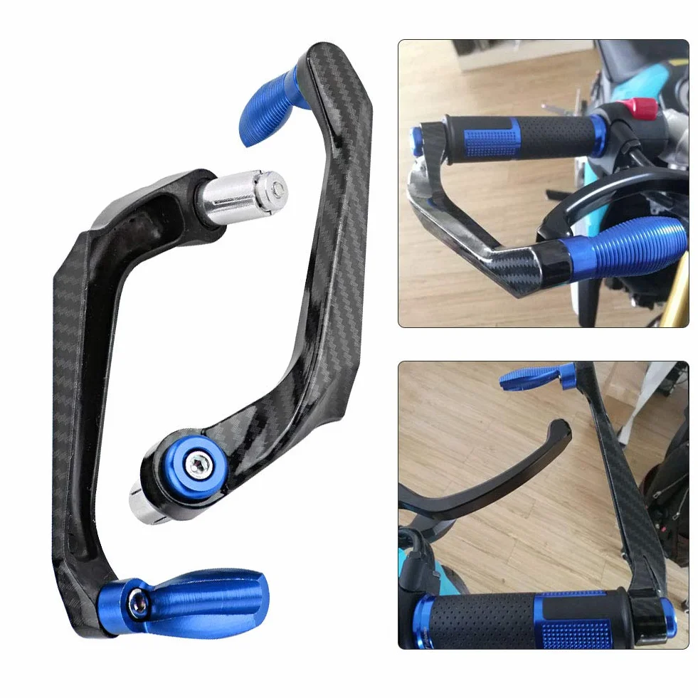 Protector de Manillar de Motocicleta, 7/8 Pulgadas 22 mm Universal CNC Aluminio Manillar Freno Embrague Palanca Protector de Mano para Moto Scooters Coches Eléctricos Bicicletas de Montaña (Azul)