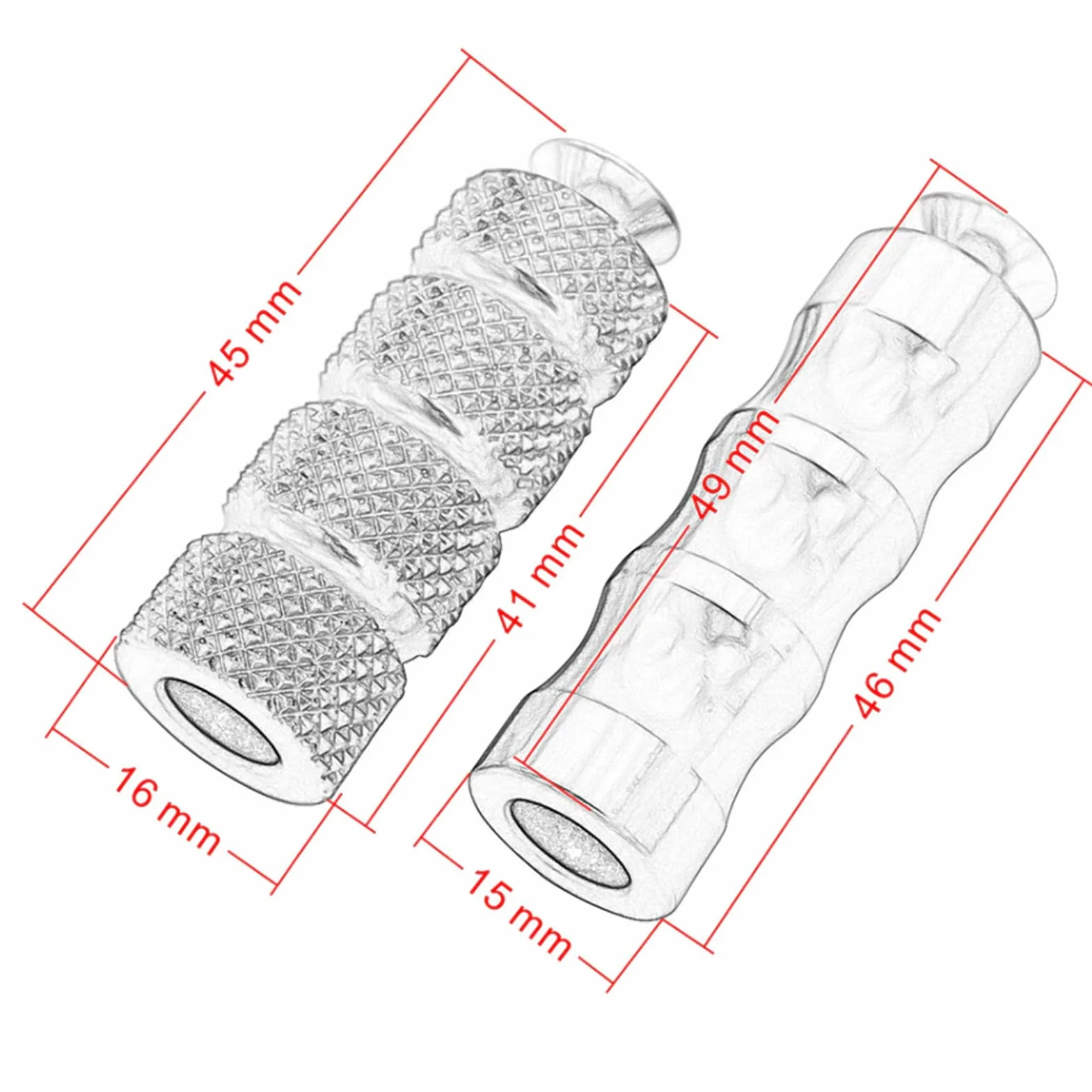 Palanca De Cambio Moleteada Para Motocicleta CNC, 2 Pares, Antideslizante, Palanca De Cambio De Marchas, Clavijas De Freno, Pedal, Reposapiés Delantero Con Orificio De 6mm Para Pernos (Black)