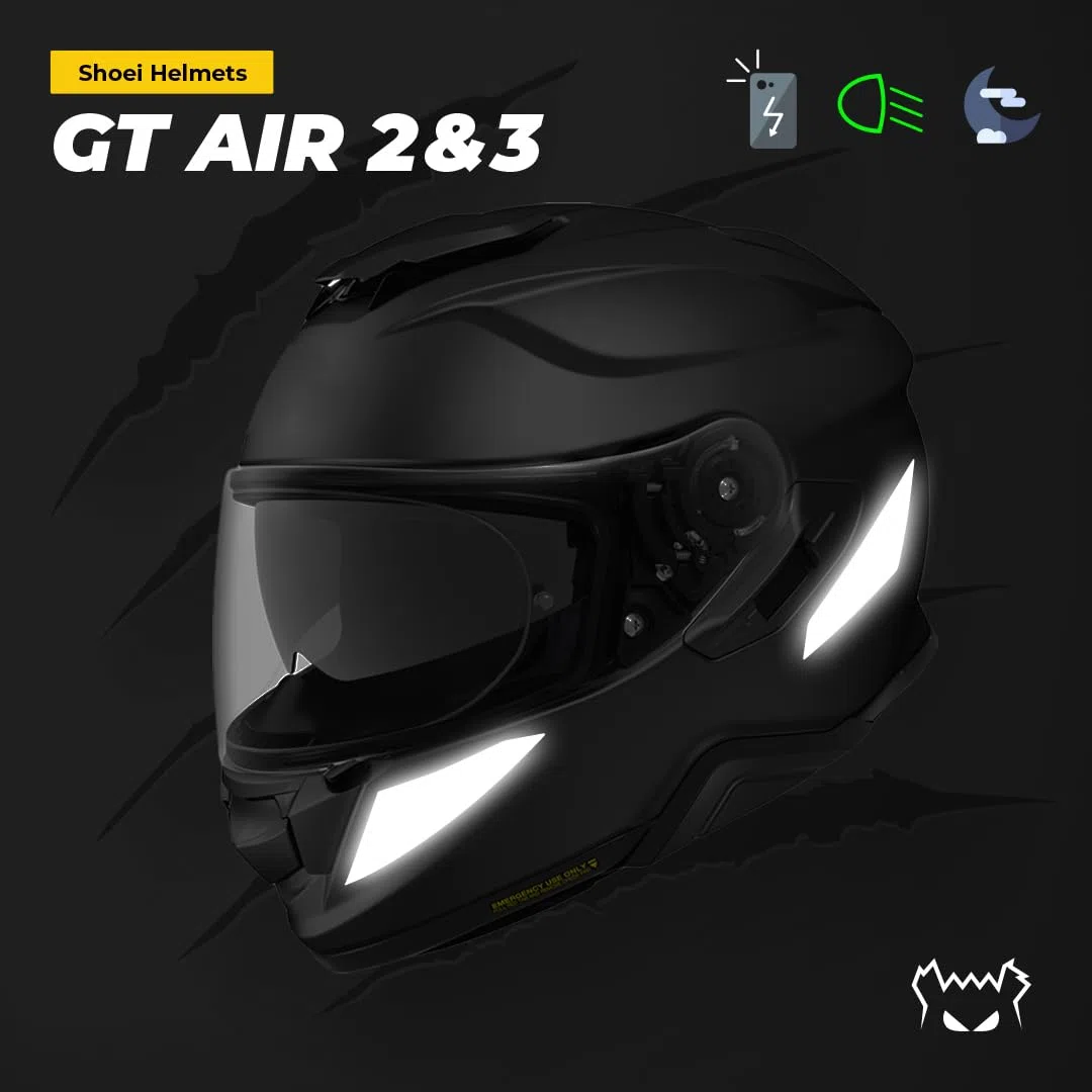 FEAR THE YELLOW BEAR YELLOW BEAR FYB© - Lote de 5 pegatinas reflectantes reutilizables compatibles con Shoei GT Air 2 y 3™, tecnología 3M™, color negro