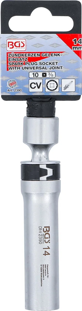 BGS 2390 | Vaso para bujías articulado 12 caras con muelle de retención | 10 mm (3/8") | 14 mm