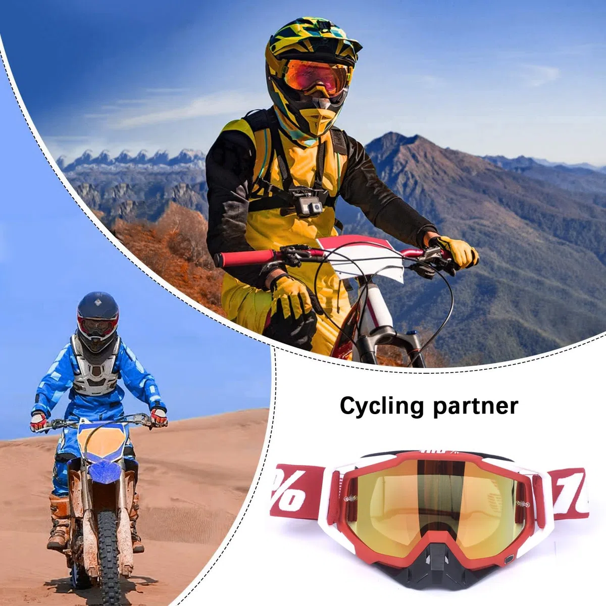 Gafas Moto Polvo, Gafas Snowboard Espejo, Adecuado Para Motocicletas, Carreras Todoterreno, Motocicletas Todoterreno, Bicicletas De Montaña