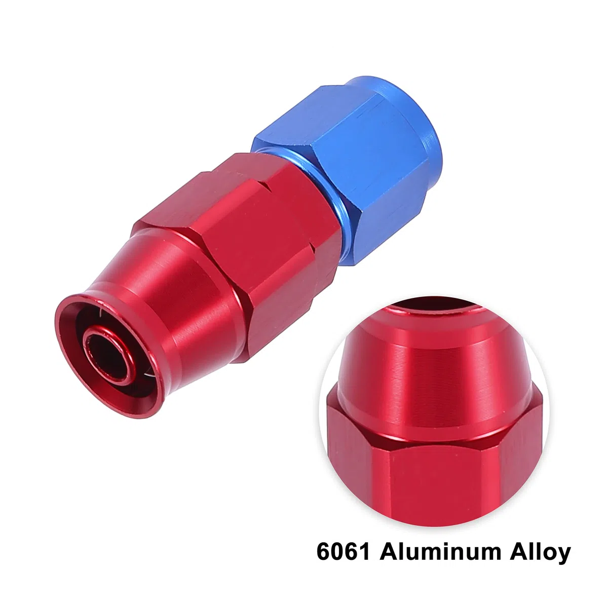 X AUTOHAUX 2 piezas AN6 de 0 grados, conector giratorio para manguera de coche, para línea PTFE, rojo y azul