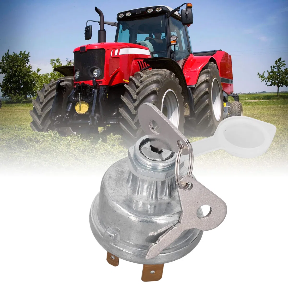 Fydun Interruptor de Encendido para Tractor Massey Ferguson, Llave de Arranque Motor Repuesto 1874120T94, Metal y Plástico