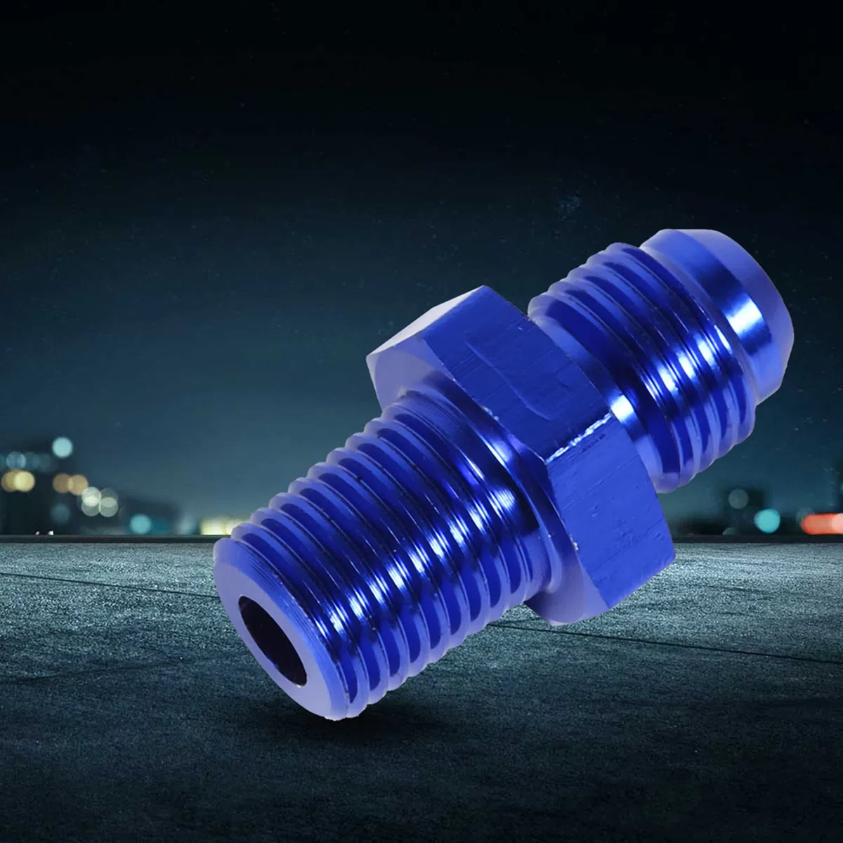 Adaptador de Montaje, Aluminio AN6 a NPT Accesorios de Combustible de 1/4 Adaptador Recto Accesorio Universal para Automóvil Azul