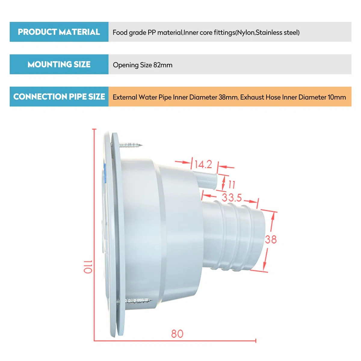 Entrada de Agua para Autocaravanas, Tapa de Llenado de Escotilla a Prueba de Fugas de Bloqueo de Agua Dulce Por Gravedad, Entrada de Agua Rv con Adaptador de Tapa de Tanque de Bloqueo con 2 Llaves