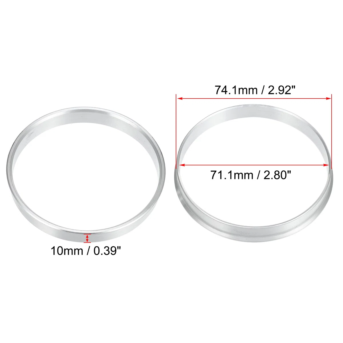 A ABSOPRO 4uds OD 74,1mm a ID 71,1mm Aluminio Aleación Coche Auto Concentrador Céntricos Anillos Centrales