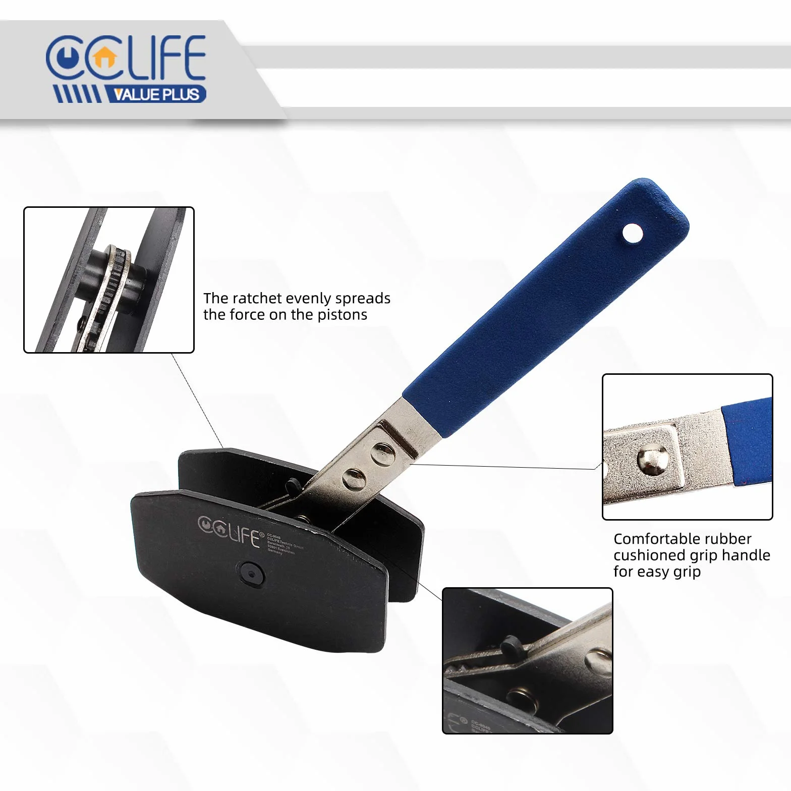 CCLIFE Pinza Freno Coche Herramienta Pistones Freno con Trinquete Función Pinzas Freno