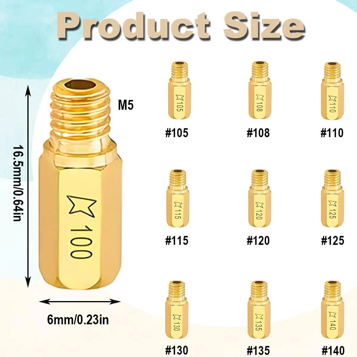 Kit de 20 chiclés principales de carburador para PWK Keihin OKO CVK KOSO PE PWM 10 chiclés principales 100 105 108 110 115 120 125 130 135 140 10 chiclés de piloto 32 35 38 40 42 45 48