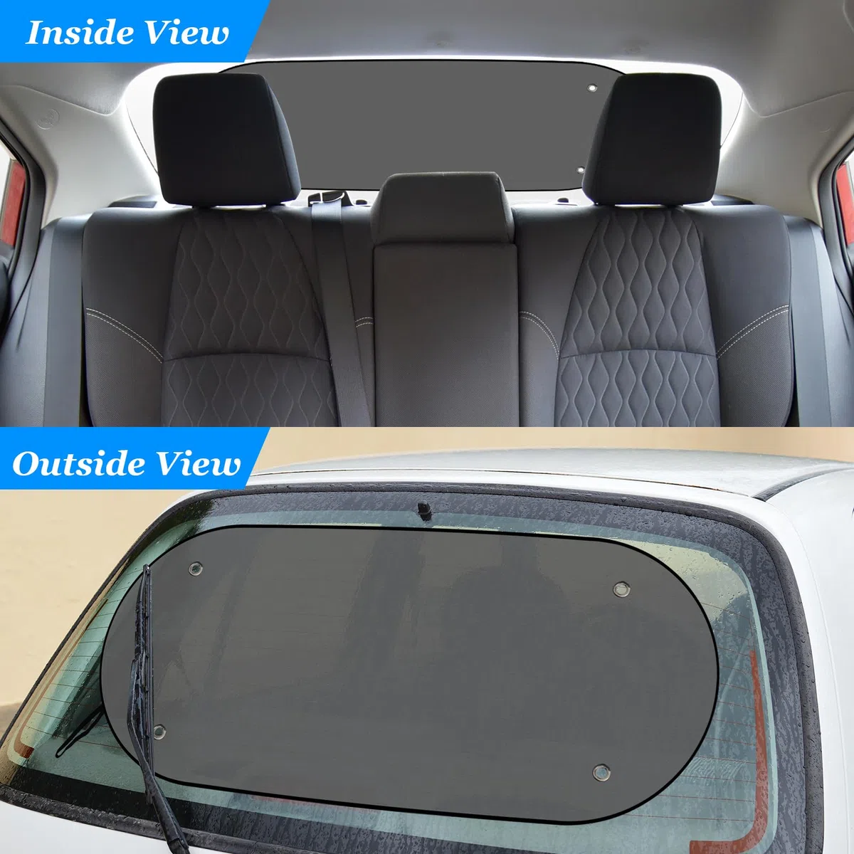 Parasol para Coche, Ventana Trasera, Protección Solar y UV para Bebé, Malla Con 4 Ventosas y Bolsa de Transporte, 100 x 50 cm