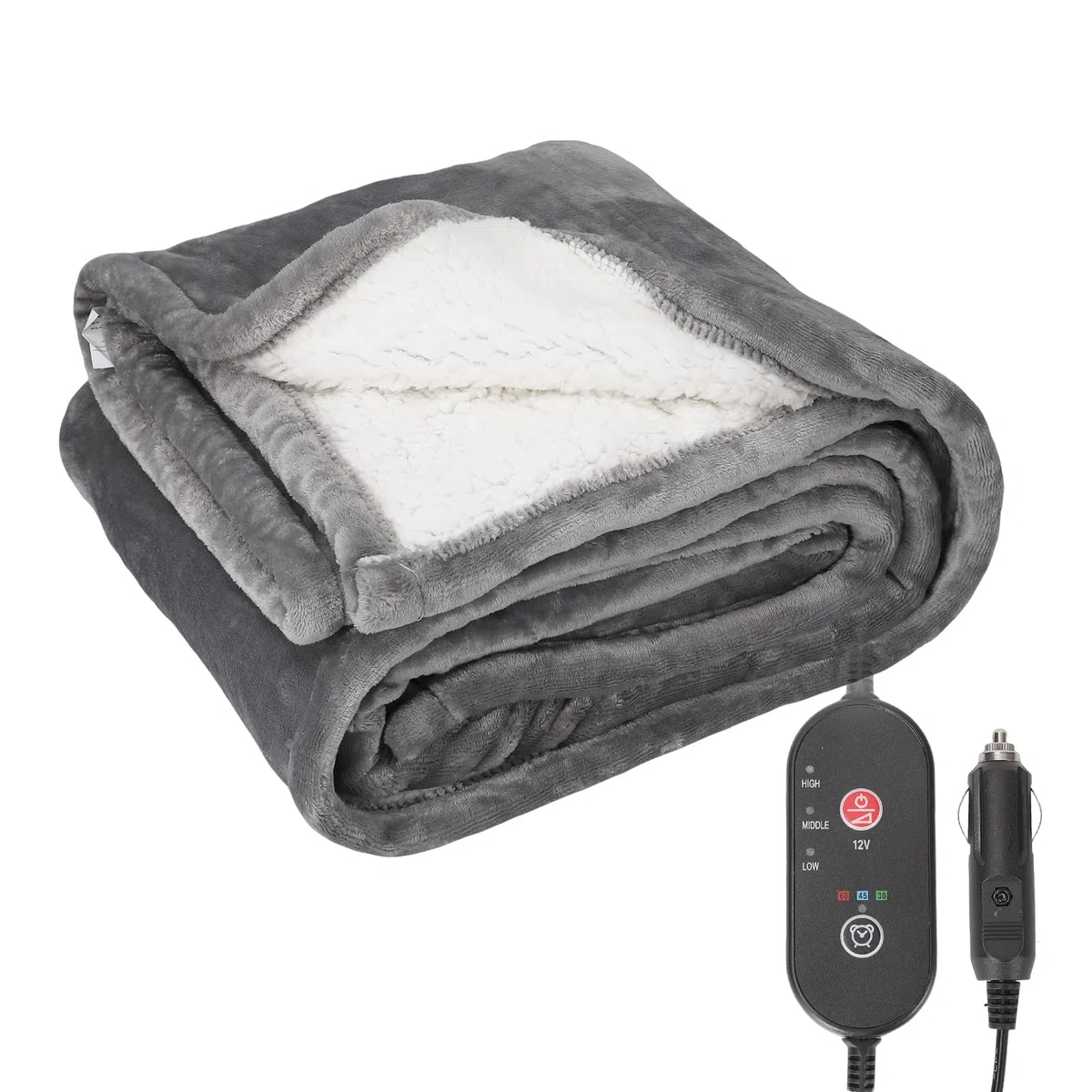 Manta eléctrica de coche de 12 V, calentamiento rápido y lavable a máquina, con función de apagado automático y 3 niveles de temperatura, adecuado para espalda, cuello y piernas