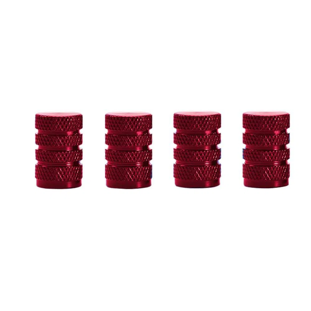 OcioDual 4 Tapones Metálicos Circular Color Rojo para Ruedas Válvulas Americana Coches Motos Motocicletas Tapón de Protección Neumaticos con Válvula Coche Moto Moticicleta