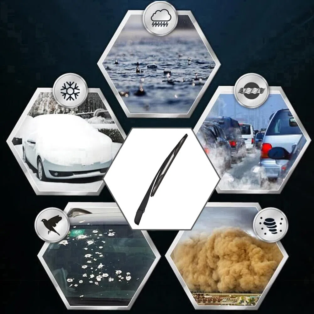 Brazo Limpiaparabrisas Trasero y Escobillas Limpiaparabrisas, Juego de Cuchillas del Brazo del Limpiaparabrisas Trasero Compatible con Peugeot 206 1998-2009