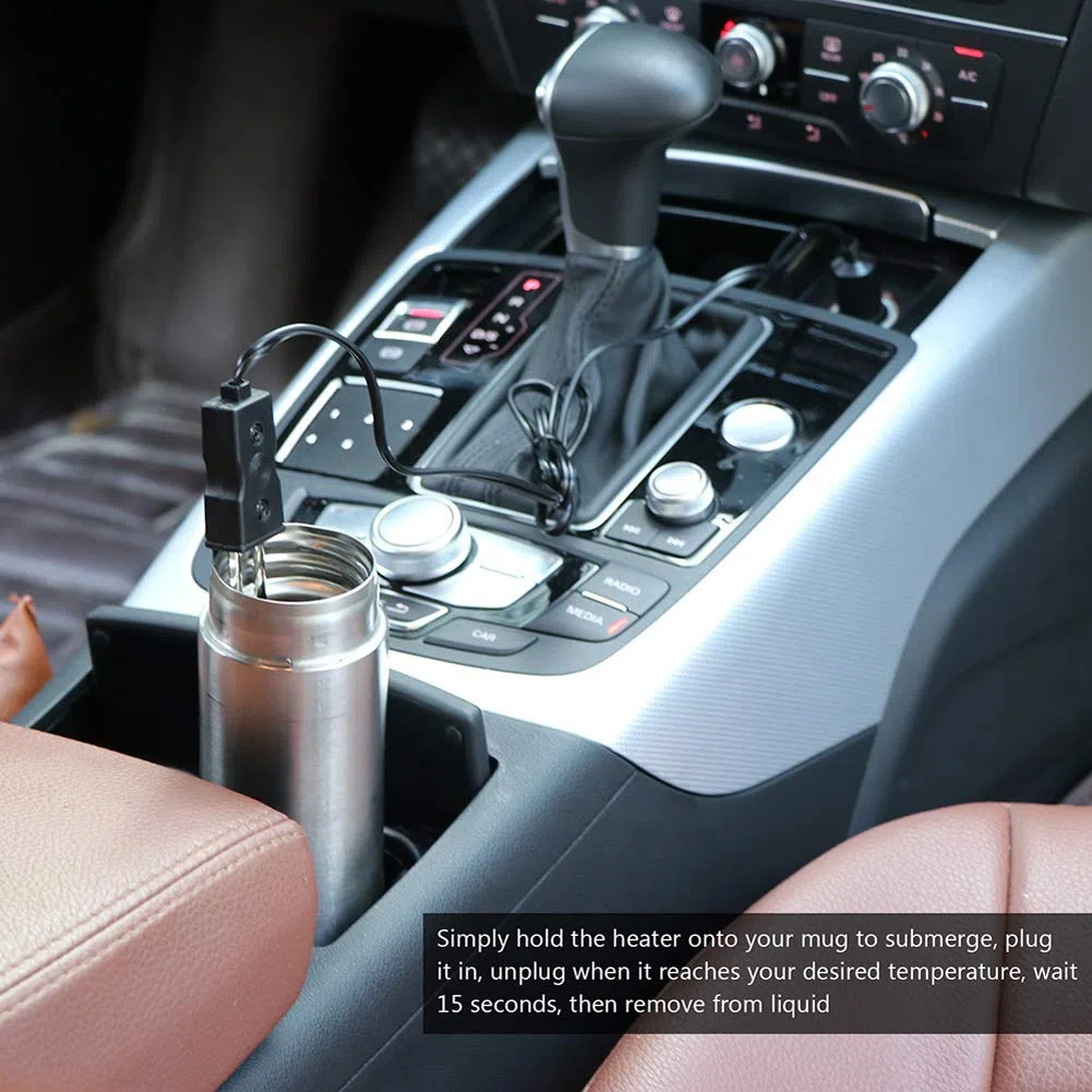 MoreChioce - Calentador de agua portátil de 12 V para coche, calentador de agua eléctrico, calentador de agua para viajes, camping, viajes, café, calentador de agua