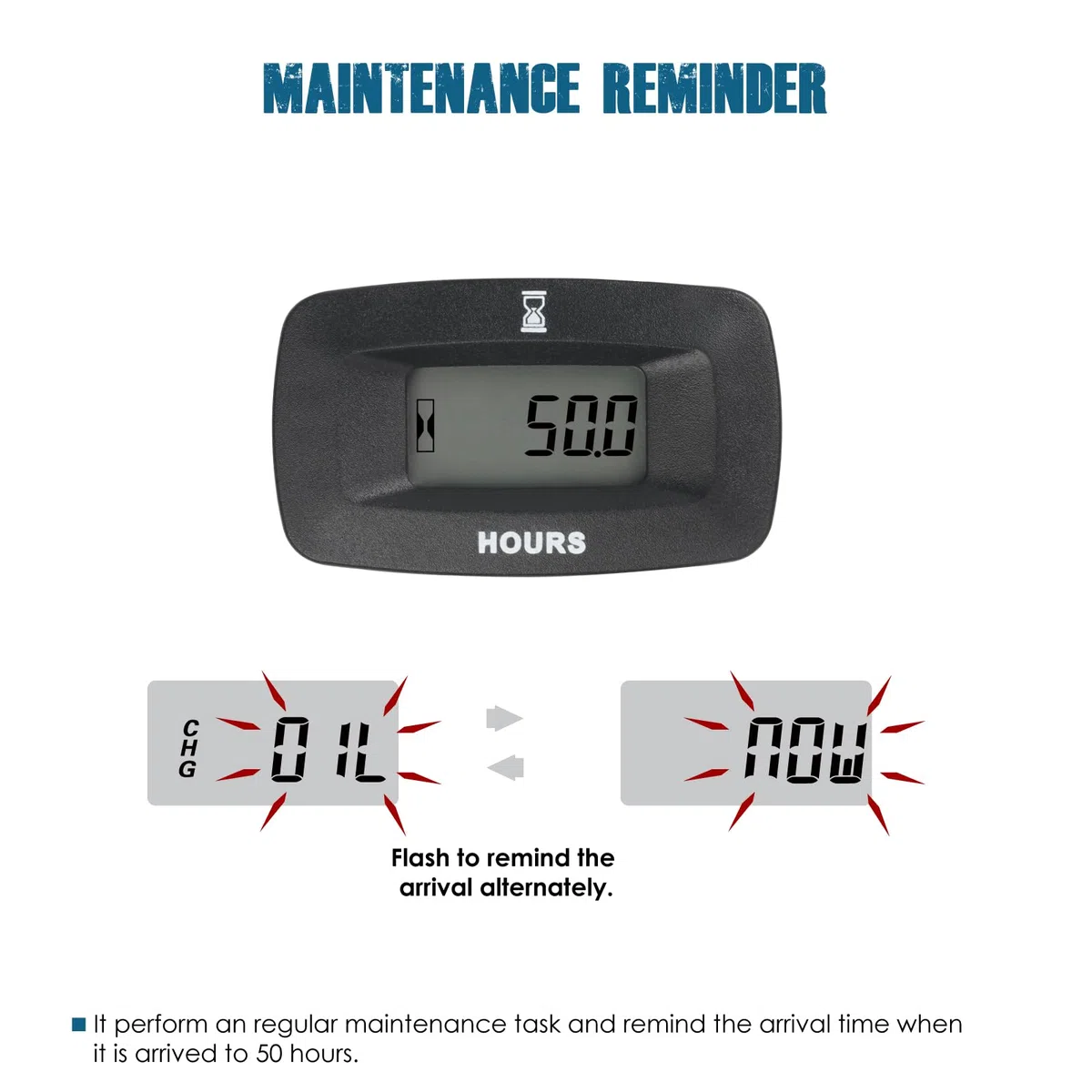 Runleader RL-HM057ADH3 LCD Contador de horas, tensión de trabajo DC5V a 60V.
