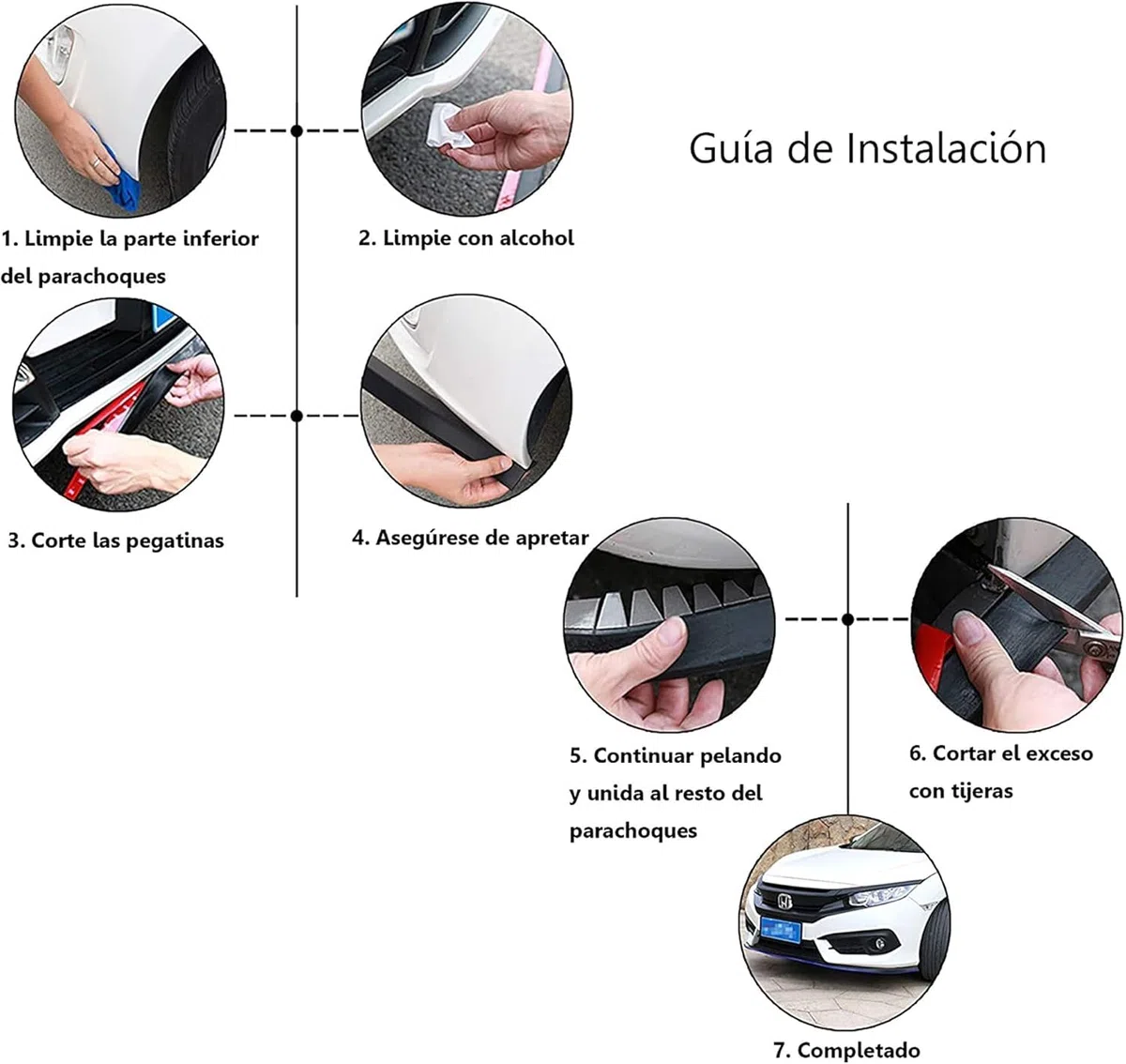 Lip Inferior Universal 2,5 m x 60 mm – Lip Frontal de Goma Flexible con Adhesivo, Antirroces, Parachoques Delantero, Acabado en Negro (Y-F605BK)