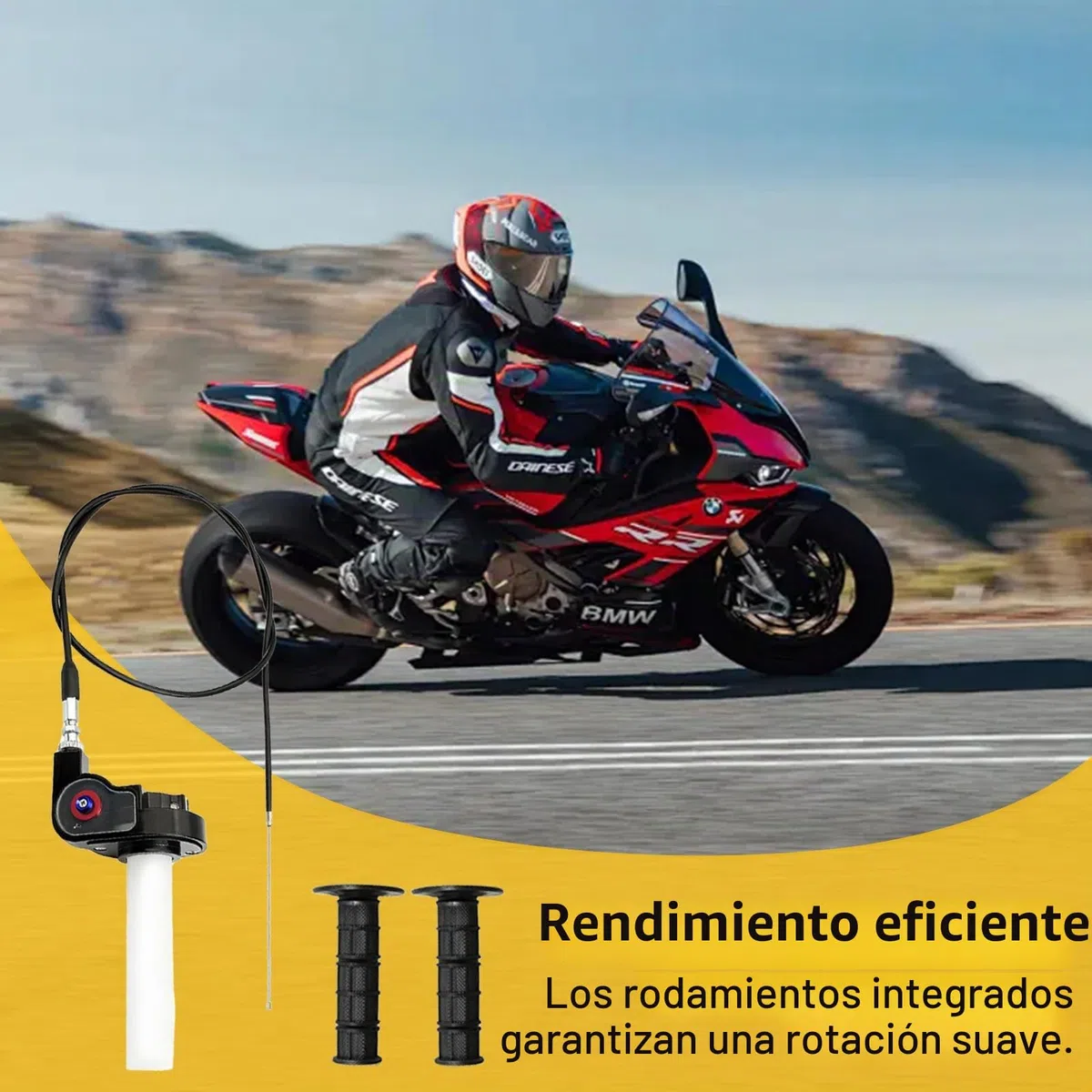 Juego Cable Puño Acelerador con 1.2M Cable Acelerador Moto y 2 Empuñadura de Acelerador 7/8 '' 22 mm Conjunto Acelerador Moto para 50 110 125 150 200 250cc Dirt Bike Mini Bike ATV