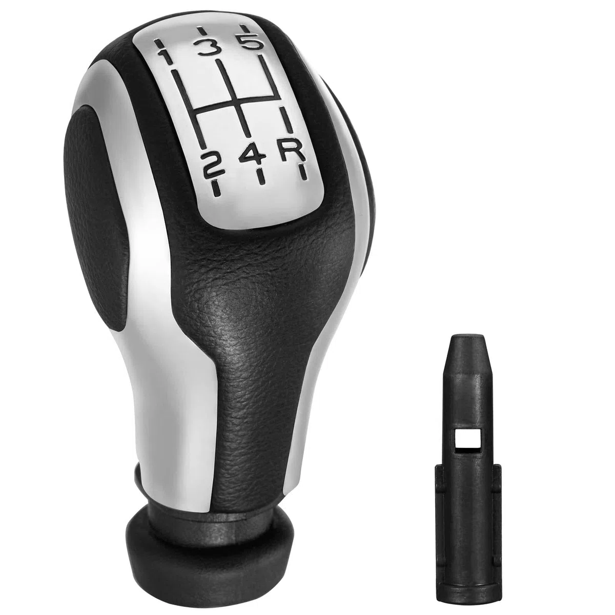 Spurtar Cuero Pomos de Palanca de Cambios 5 Velocidades Manual Palanca de velocidad del coche para Peugeot 206 207 208 306 307 308 1007 3008 para Citroen C1 C2 C3 C4 con Adaptador