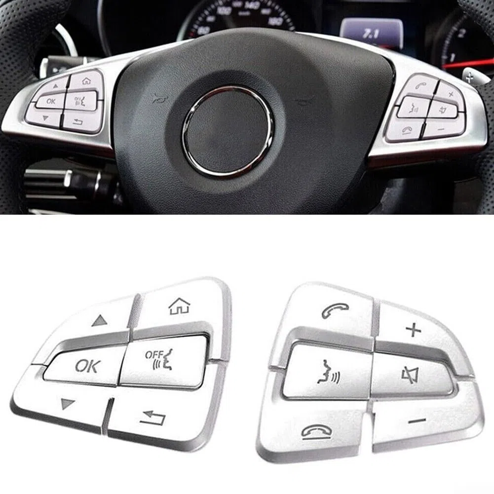 Pegatinas para botones de volante para Mercedes para BENZ W205 Clase C GLC GLE GLS, cubierta de botón cromada tipo A