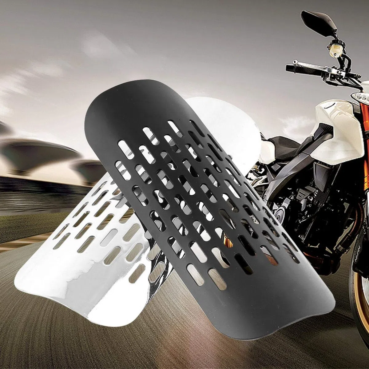 Escape de motocicleta, Yosoo Silenciador Protector de Calor Universal con 2 Abrazaderas de Montaje Ajustables(Negro) escudo térmico de escape protector escape dr