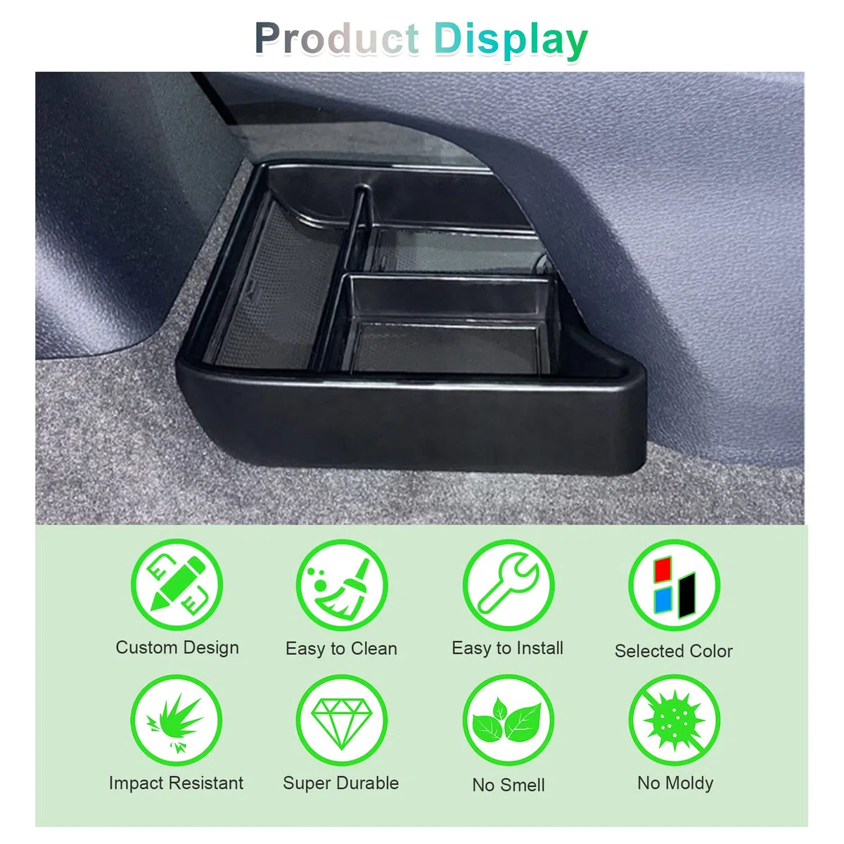 GAFAT Compatible con VW ID.4 2021-2025 2026 Caja de Almacenamiento para Consola Central, Organizador de la Guantera Inferior de Consola Central, ID4 Accesorios (Negro)