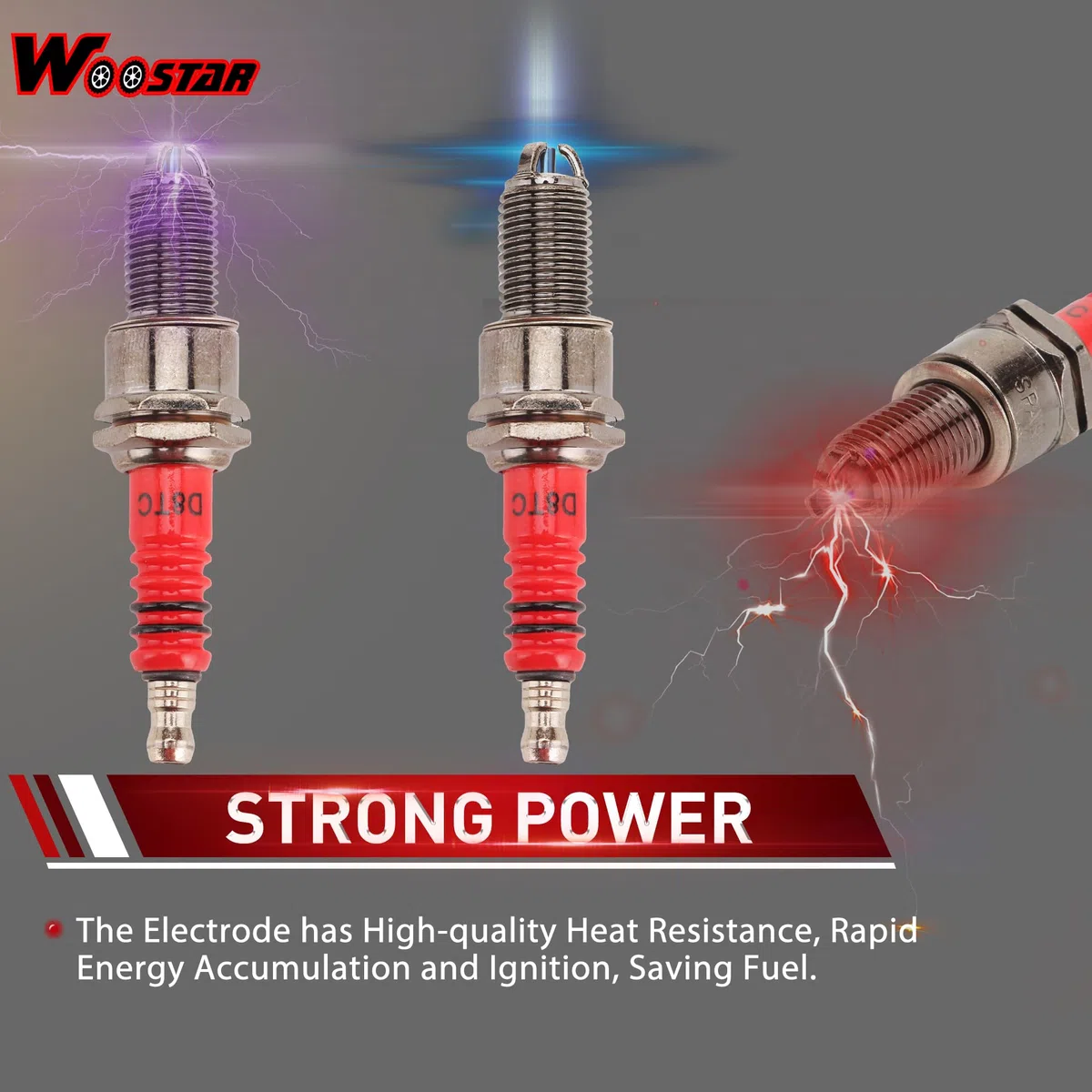 WOOSTAR D8TC Bujía con 3 Electrodo Reemplazo para 4 Tiempos 125cc 150cc 200cc 250cc ATV Dirt Bike Go Kart Ciclomotor Scooter Paquete de 4