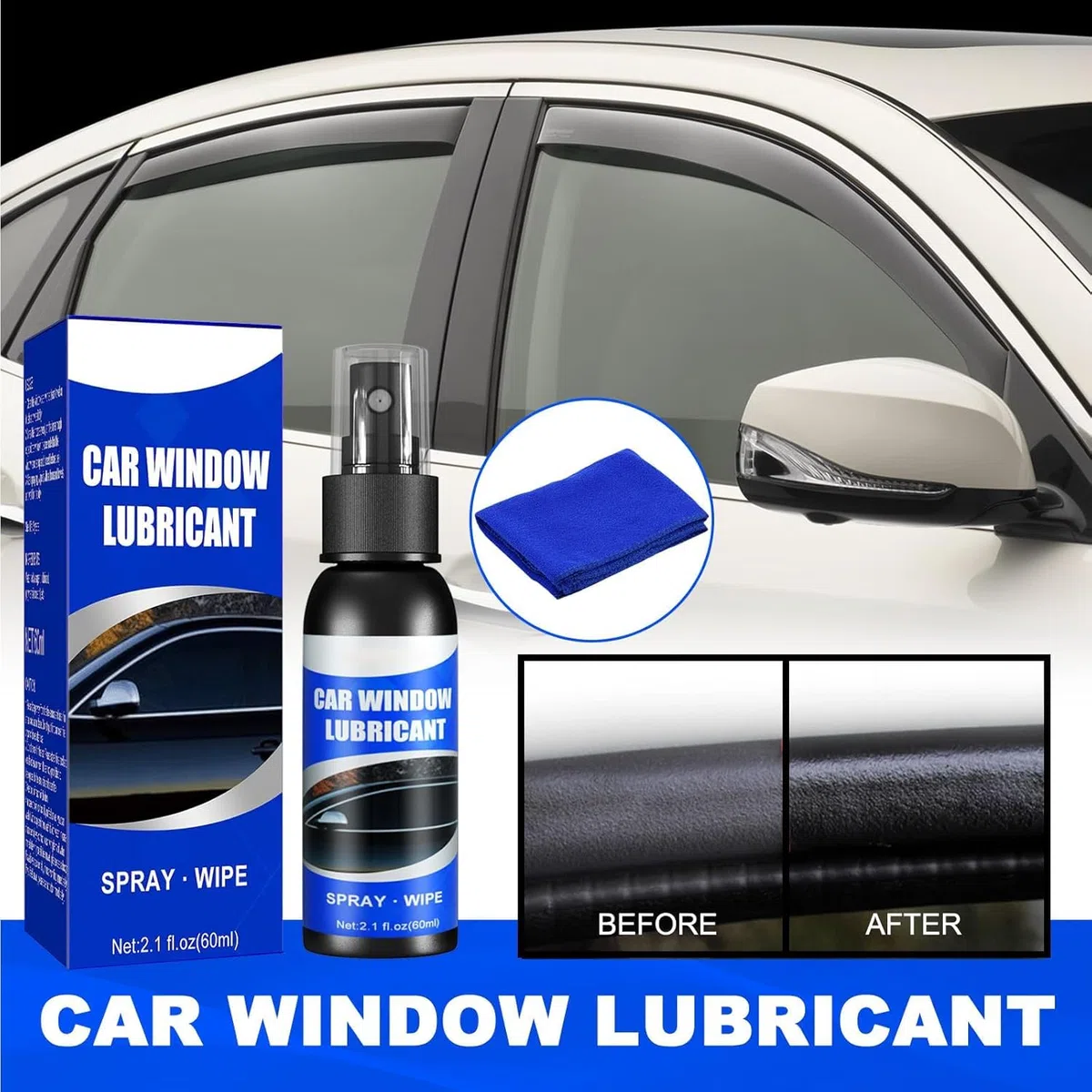 Lubricante para Ventanas,Lubricante para Ventanas de Automóviles,Lubricante para Rieles de Ventanas,Grasa para automóviles,Lubricación Multifuncional para Tiras de Goma para 1PC