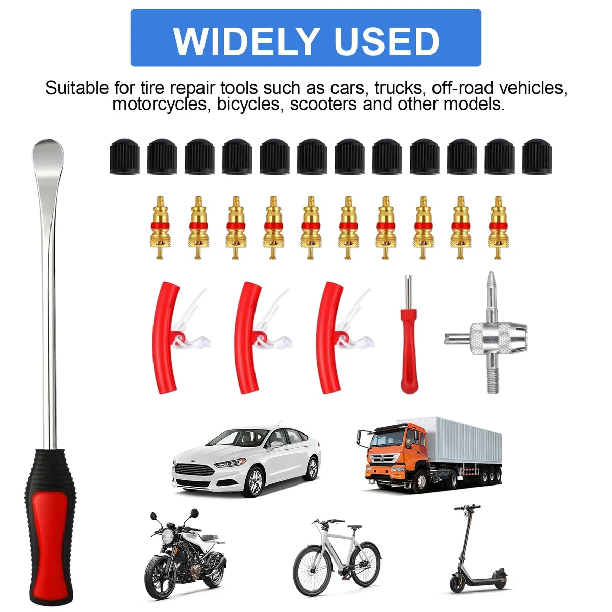Cuchara de neumáticos, herramienta profesional de instalación de neumáticos, palanca de neumático de bicicleta, adecuado para motocicletas, bicicletas e instalación de neumáticos de coche, 30 piezas