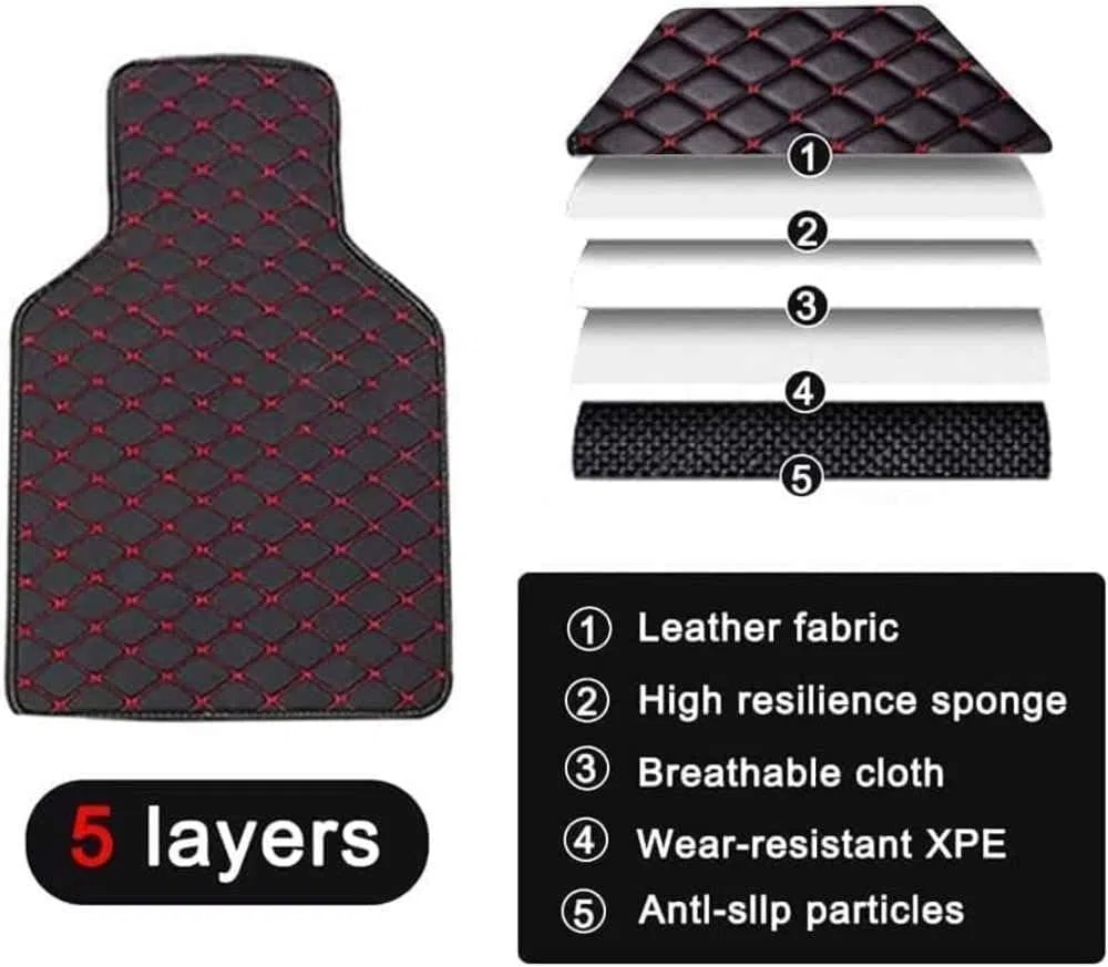 Alfombrillas de Coche para Jeep Wrangler YJ 1987-1995 Fácil de Limpiar, antiincrustante y a Prueba de Polvo.,normal-C/Black-Red