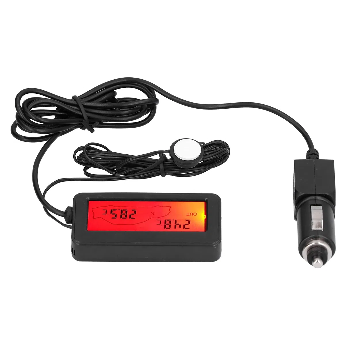 Termómetro LED Digital DC12V Mini Termómetro de Coche Medidor de Temperatura Electrónico Suministros para Interiores y Exteriores Instrumento de Medición(Rojo)