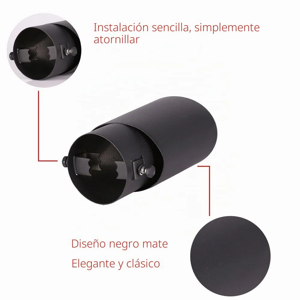 1 x 62 mm Tubo de escape de acero inoxidable Trim Car Tip Tail silenciador Cola garganta negra para Universal Auto Styling