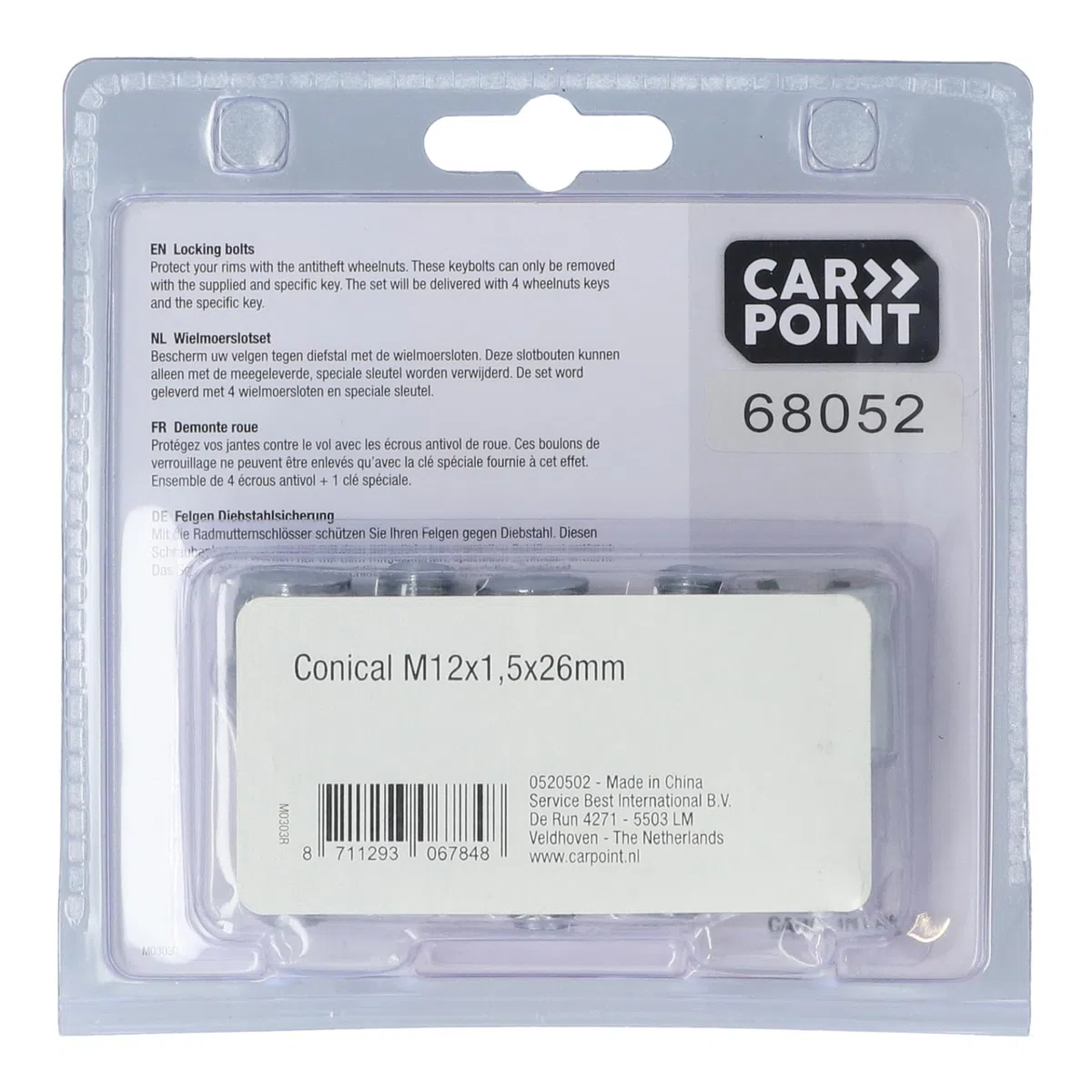 Carpoint 0520502 - Tornillos antirrobo M12x1,5x26 mm cónicos