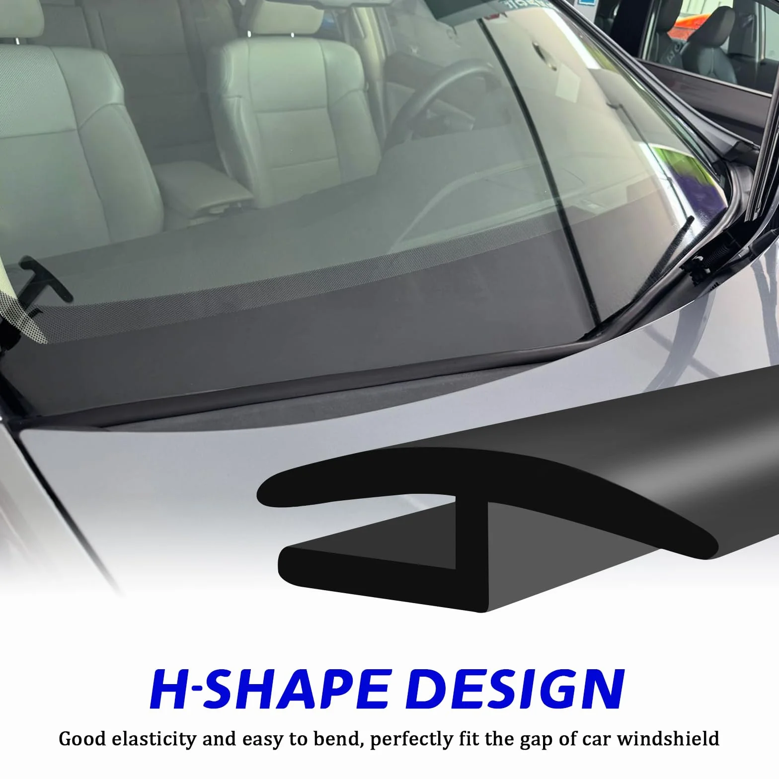 Banda de Goma para Parabrisas Mejorada de 1.8M, Perfil en Forma de H Impermeable y Antiruido, Junta de Ventana de Coche Recortable para la Mayoría de Vehículos