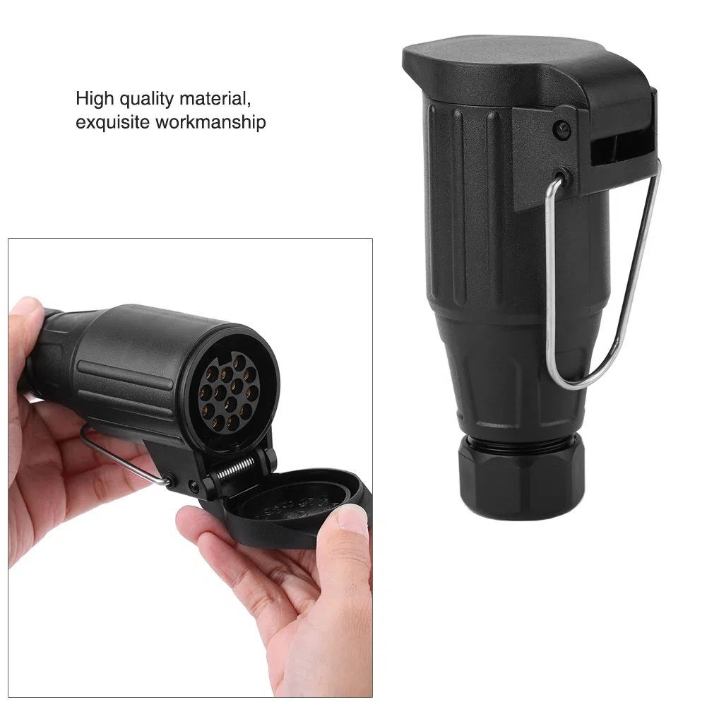 Qiilu 12V 13-Pin Enchufe de Remolque de plástico Enchufe de cableado Adaptador Conector para Remolque Caravana