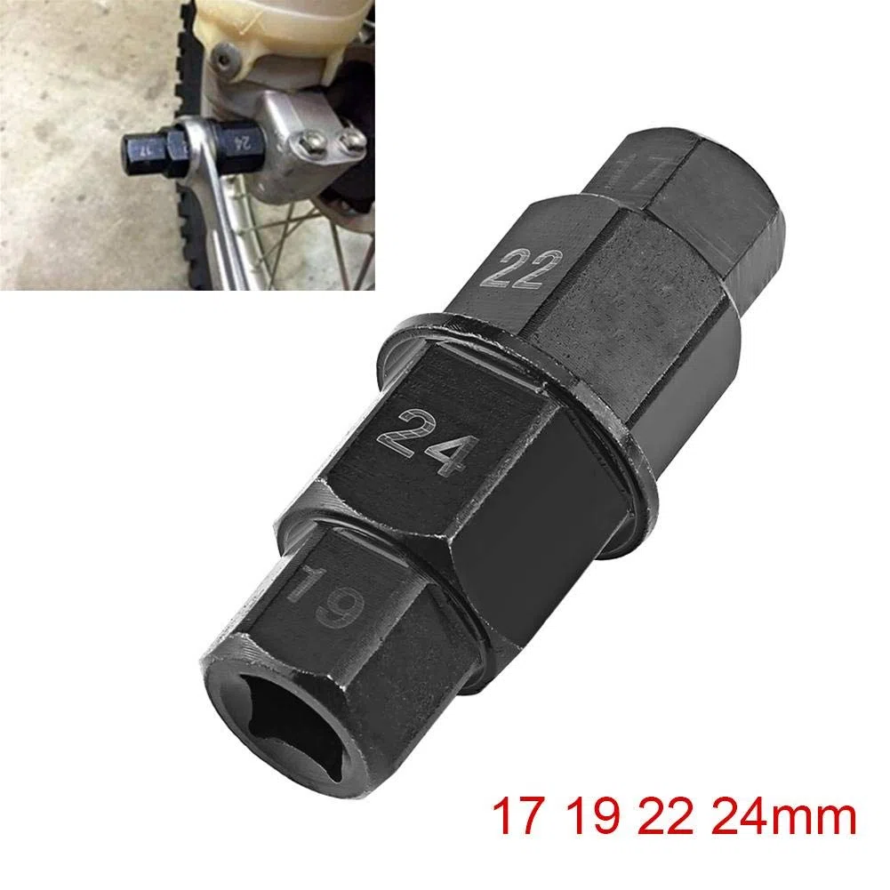 Herramienta Eje Hexagonal, 4 en 1 para Tamaños 17 19 22 24mm Llave Allen Moto Herramienta para Rueda Trasera Delantera for Mecánicos Aficionados y Mantenimiento de Motocicletas