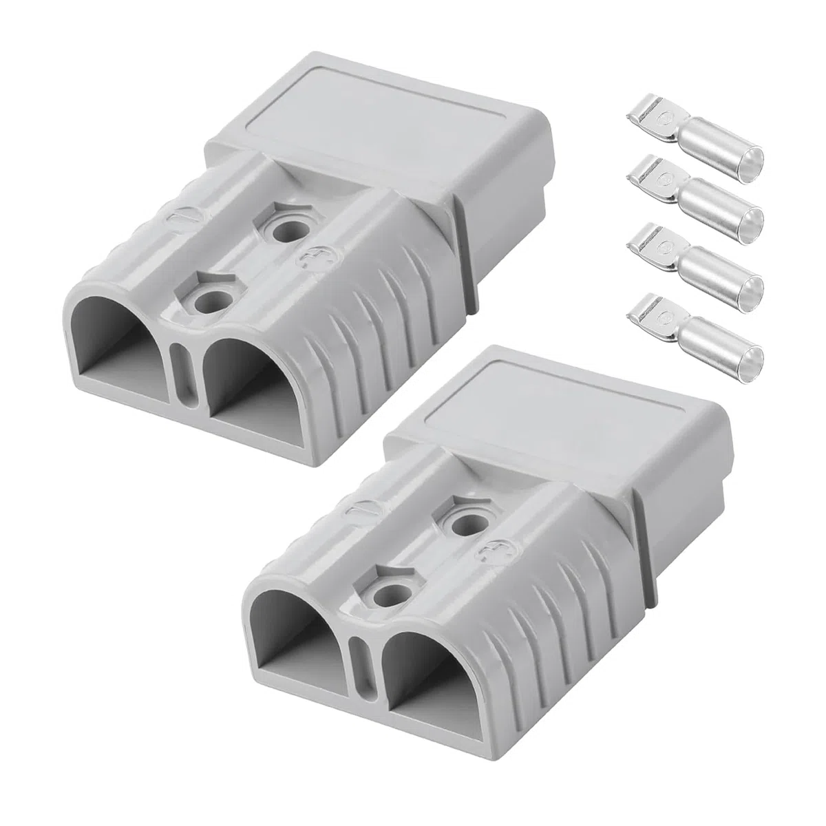 2 prensaestopas de cable para conector Anderson, 120 A de alta corriente, conector de cable rápido, certificado para coche, caravana, caravana, barco (120 A, gris)