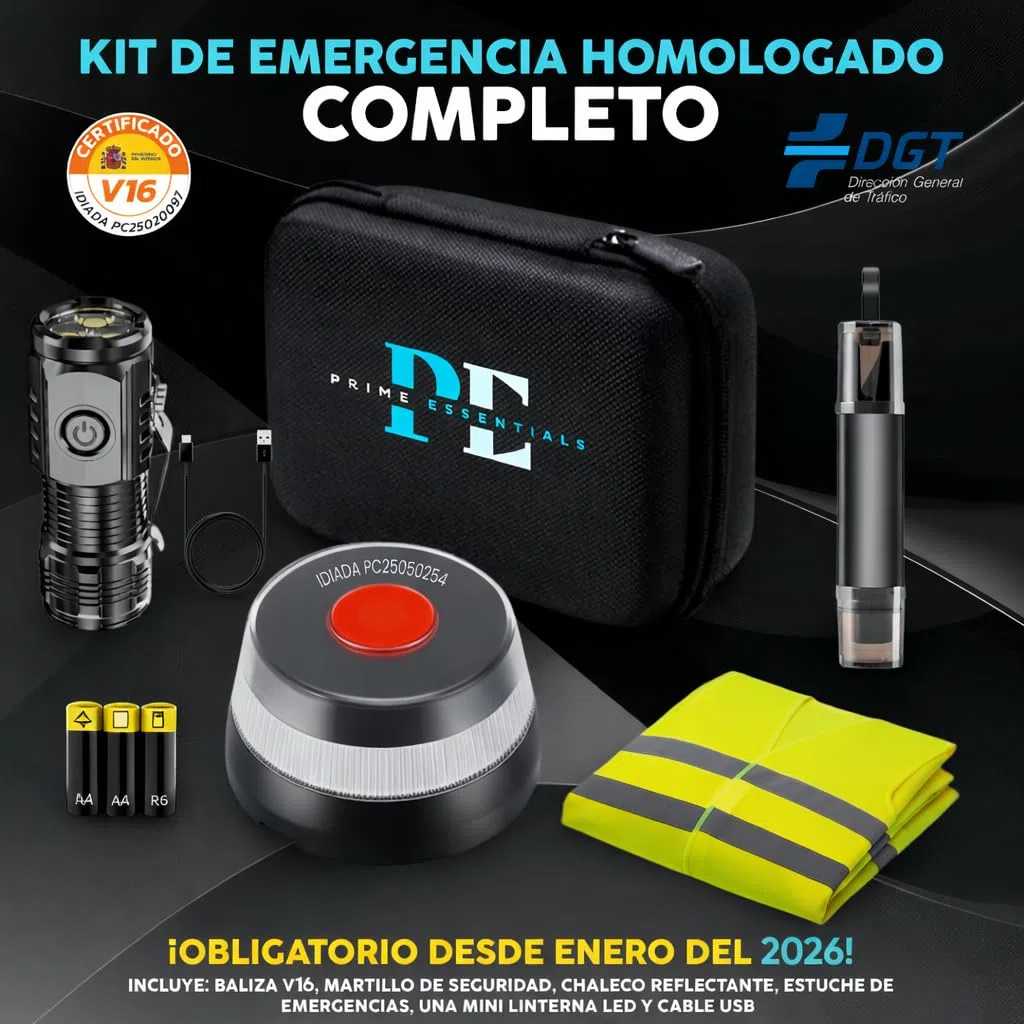 Baliza V16 homologada dgt con geolocalizador I Luz de emergencia V16 Homologado DGT 3.0 con geolocalización I Exigible a partir de 2026 I Kit de Emergencia Completo Para coche y moto