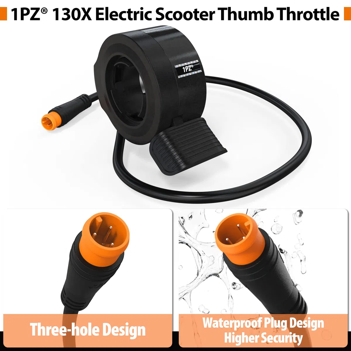 1PZ ES6-FG6 Acelerador de Dedo Bicicleta eléctrica con Conector impermeable Reemplazo para Bicicleta eléctrica Patinete Acelerador de mano derecha e izquierda