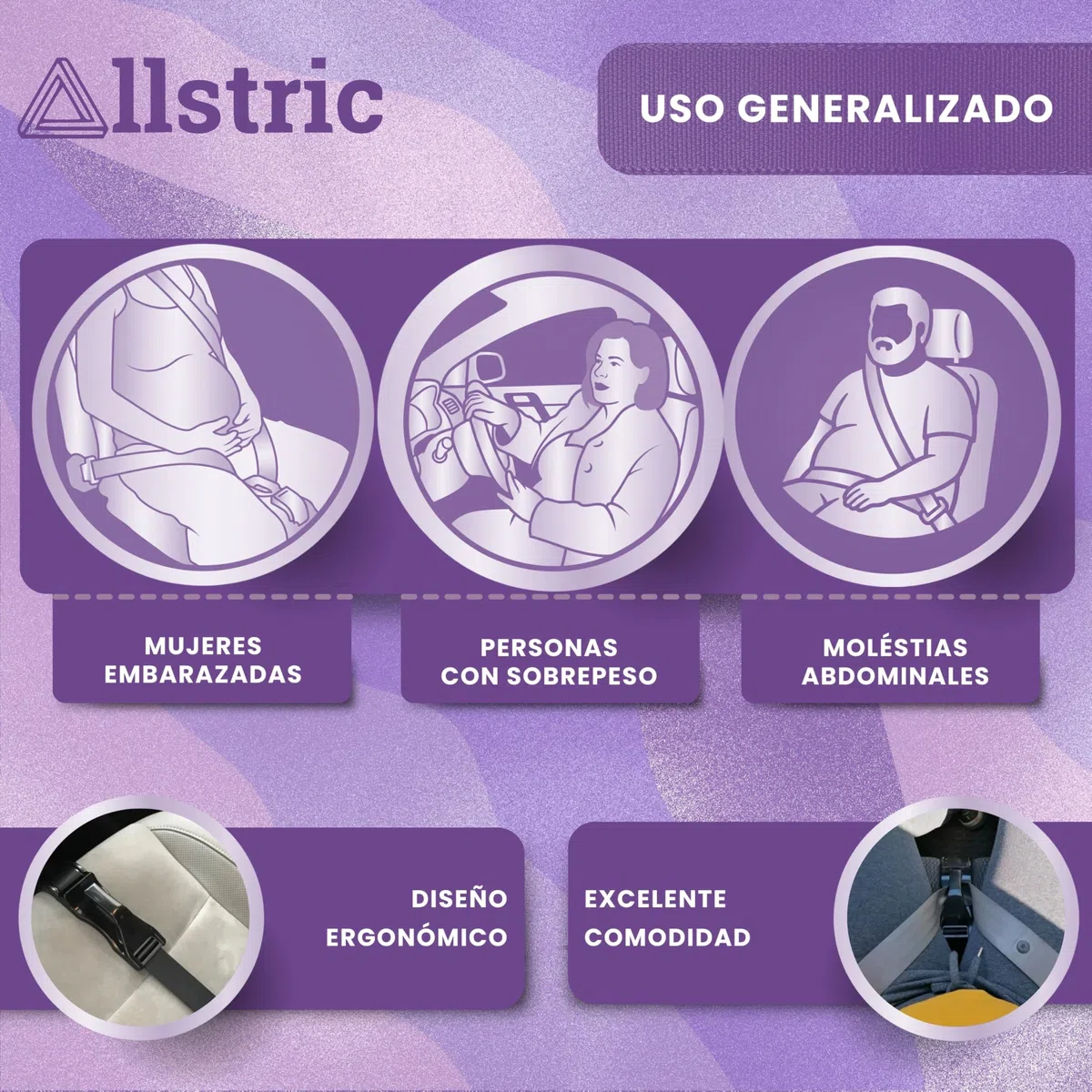 Cinturon Embarazada Coche Homologado con Almohadilla Protectora | Adaptador Cinturon Embarazada Antipresión | Anclaje Cinturon Seguridad Portatil | Cinturon Premama Coche para Viajes Cómodos