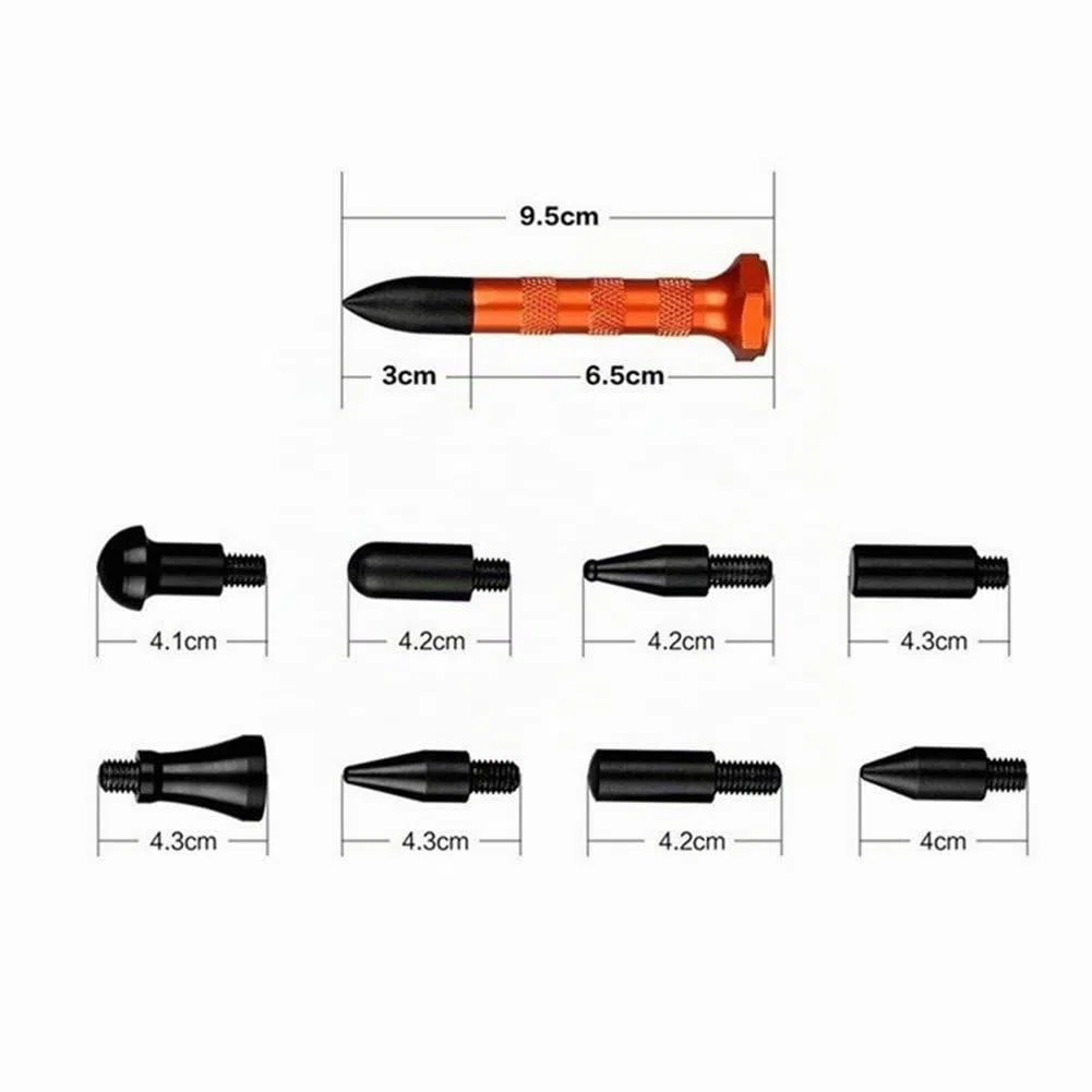 GS - Kit de 10 piezas para reparación de abolladuras en carrocerías; juego de martillo y tases intercambiables para eliminación de abollones