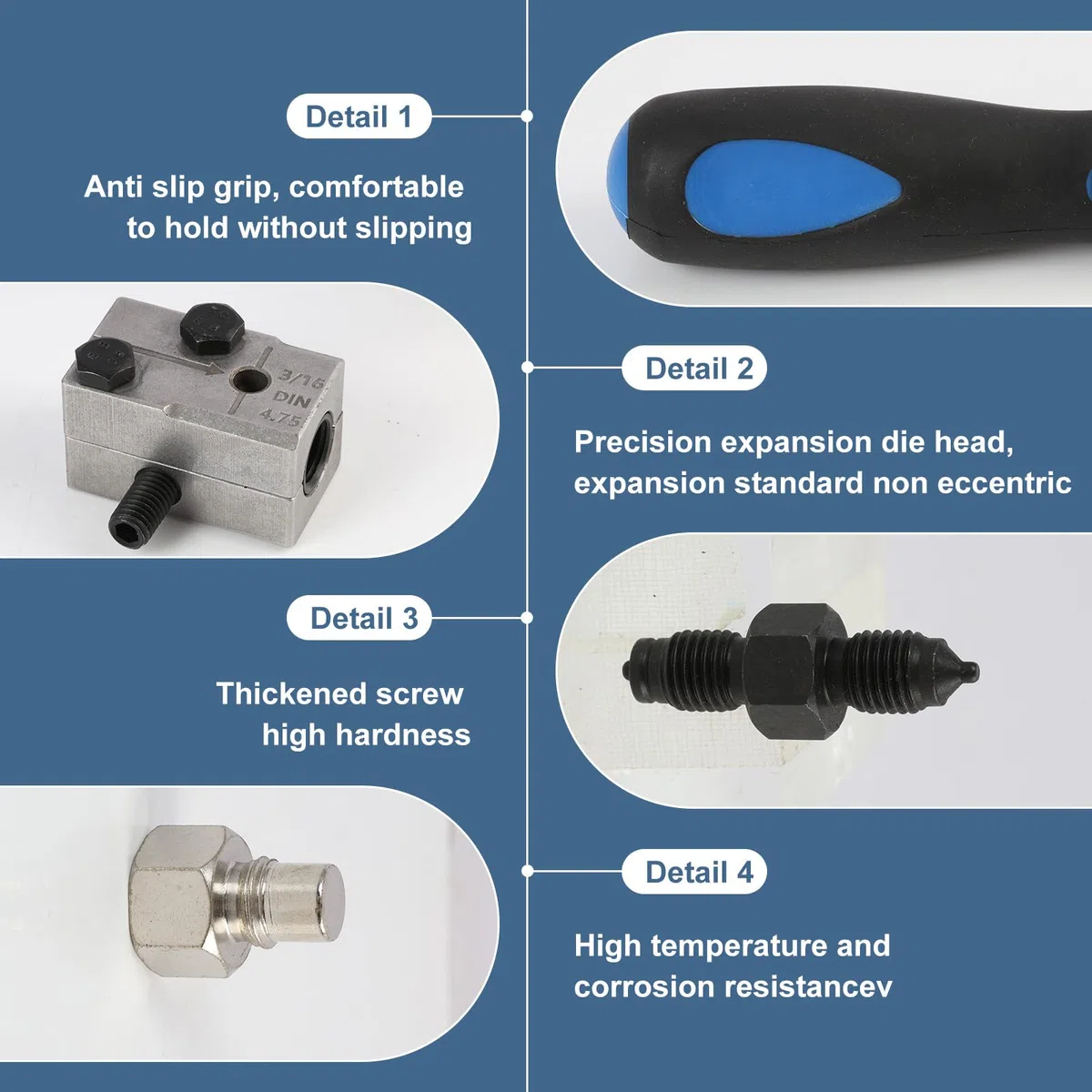 1 PCS Rebordeador de Líneas de Freno, Rebordeador Doble, para Rebordeado DIN, Medidas 4,75 mm Y 3/16 Pulgadas, Universal para Tubos de Cobre, Níquel Y Acero, Apto para Sistemas de Frenos de Vehículos