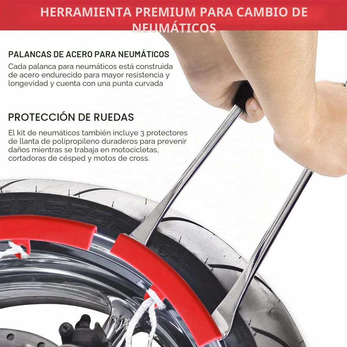 28 Pcs Desmontadores De Neumático Kits, Desmontaje de Neumáticos para Motocicleta,15in Palancas De Neumáticos, con 3 Protectores de Neumáticos para Moto y Bicicleta de Coche