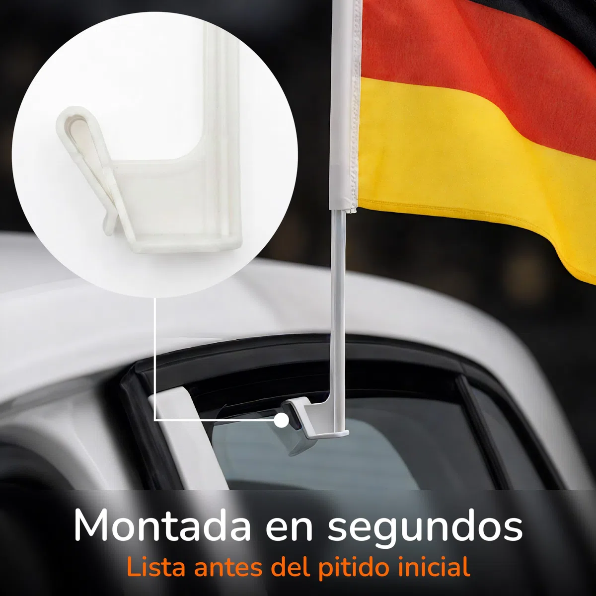 Upgrade4cars Bandera de Coche Alemania + Fundas Espejos Laterales | Banderín Auto Negro Rojo Oro 45x30 cm | Bandera MAX. 60 km/h