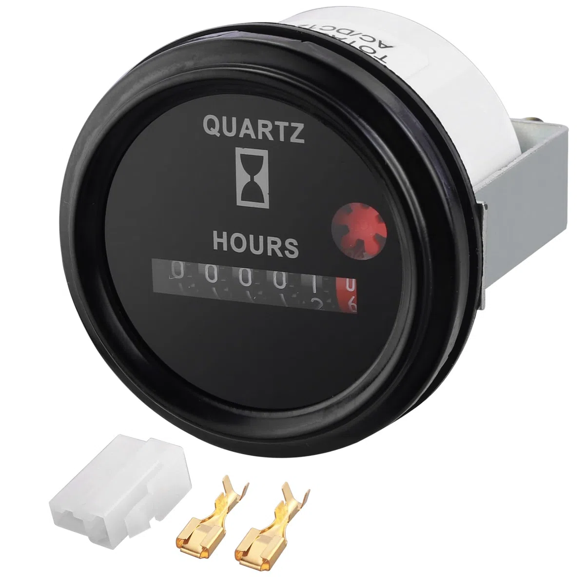 AUTOUTLET Medidor de horas de cuarzo de 6 V-80 V, 12 V, medidor de horas industrial con soporte de metal antivibración, diseño de cuarzo impermeable para uso en interiores y vehículos
