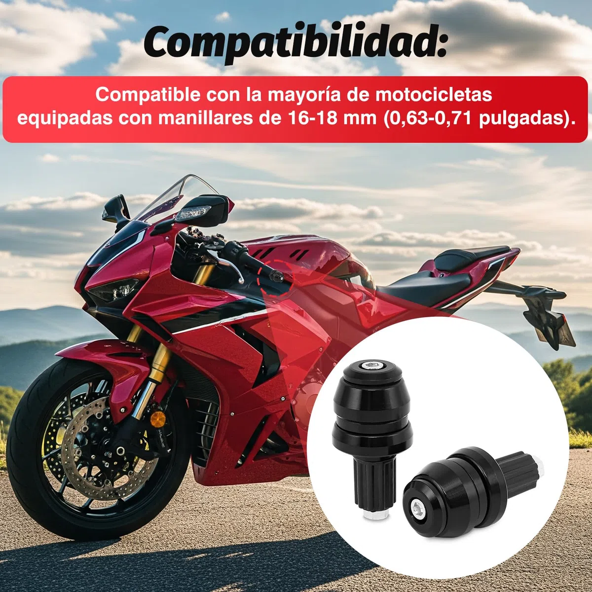 Baceyong Tapón deslizante para manillar de motocicleta