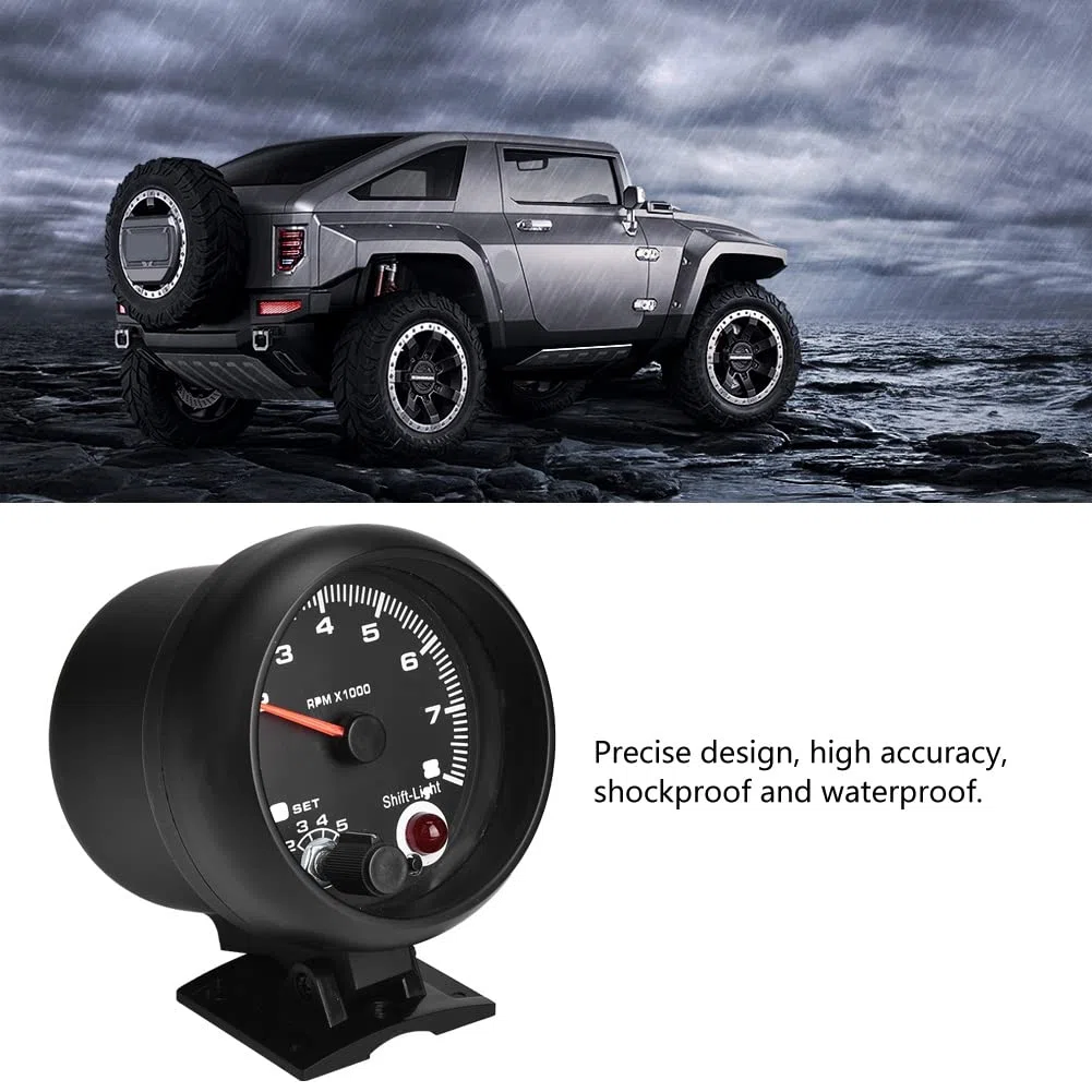 Tacómetro Universal 12V, 0-8000 RPM, Contador de Revoluciones, Medidor de Tacómetro, Luz de Cambio LED