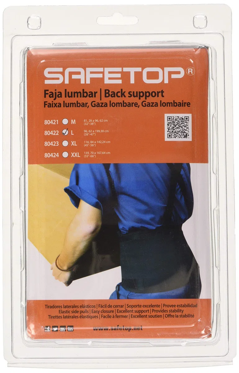 Safetop 80422 - Faja lumbar elastica doble c-velcro+tirantes talla l