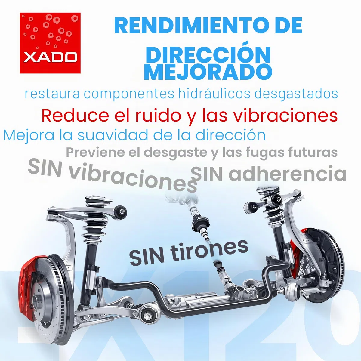 XADO EX120, aditivo para aceite de dirección asistida hidráulica con Revitalizant concentrado, protege y recupera las superficies desgastadas de los sistemas hidráulicos