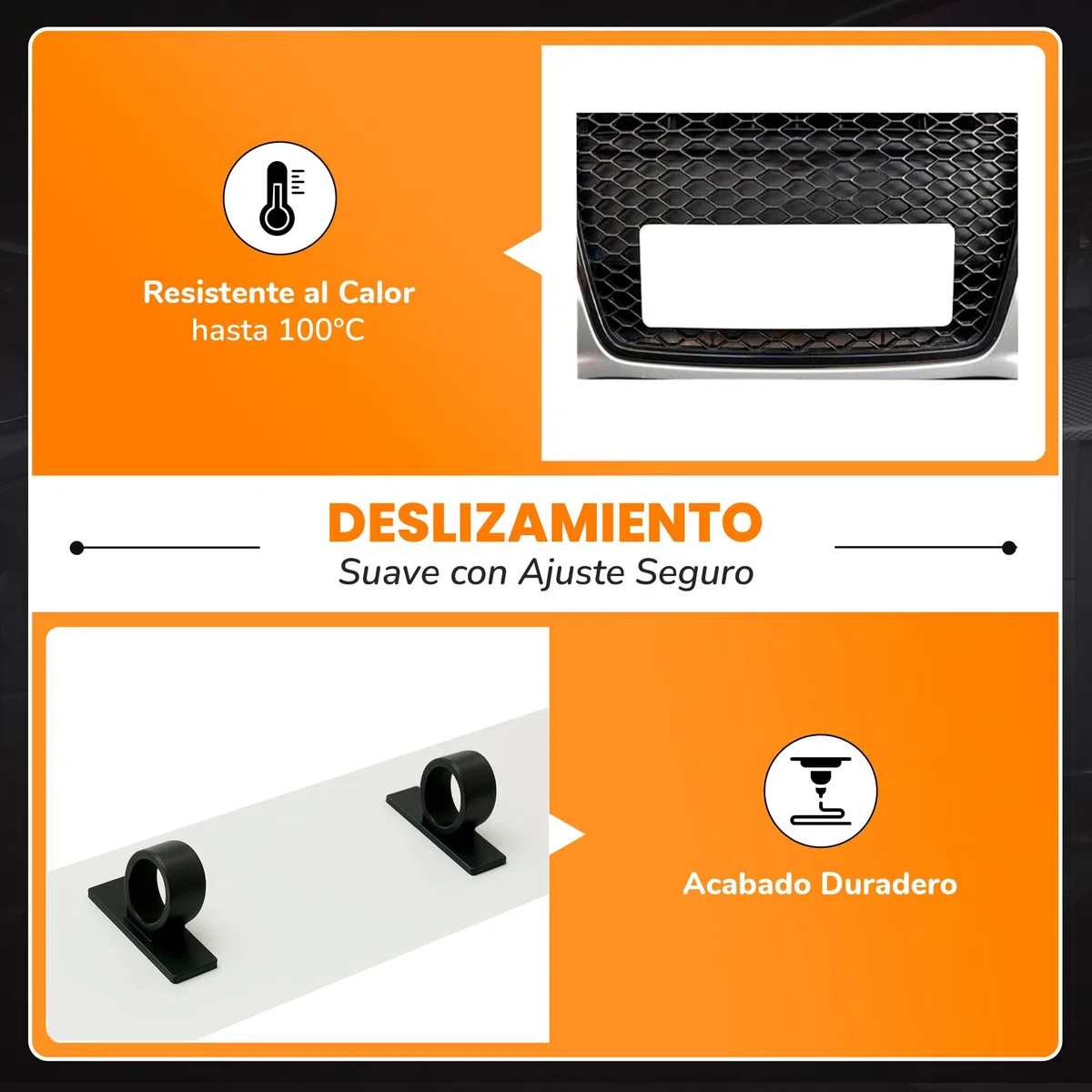 Soporte Matrícula para Parrillas RS/Portamatriculas Invisible Universal para RS RS3 8V 8P,RSQ3 8U,RS4 B5 B7 B8,RS5 B8 B9,RS6 C5 C6 C7,RS7 C7,TTRS 8J 8S,R8 Parrillas hasta Año 2020 2 Uds (24-30 mm)