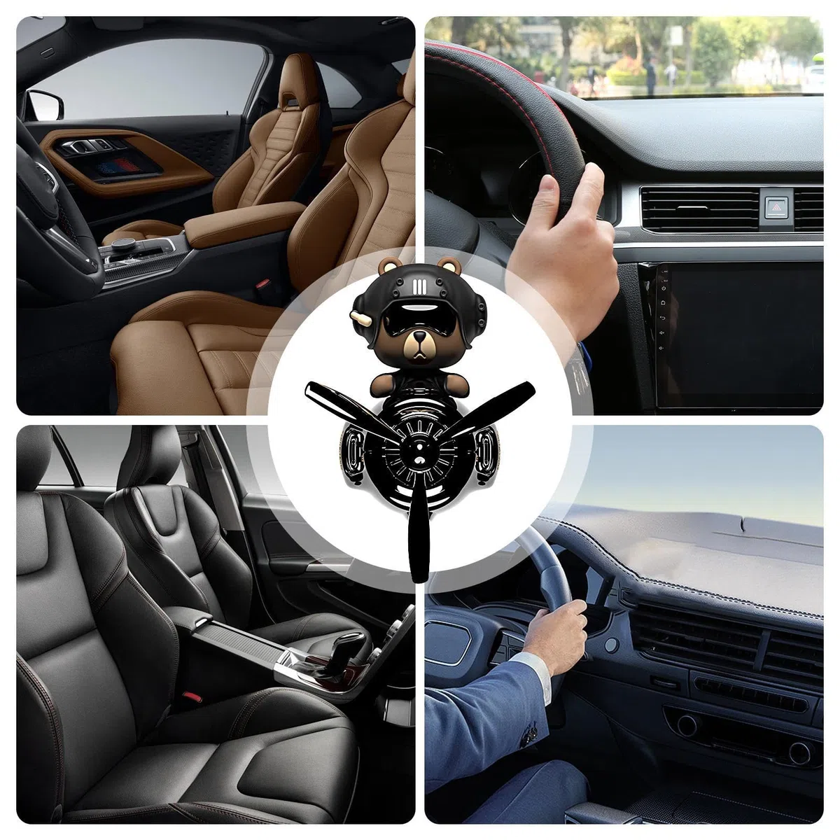Clip de ventilación difusor de coche, ambientador giratorio de oso, 12/8/8 pulgadas, perfume de vehículos con cabeza agitada, decoración divertida de vehículo para accesorios de viaje y uso diario