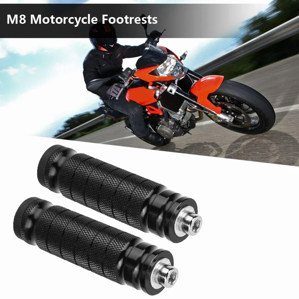 reposapies moto trasero + Akozon 2 piezas CNC M8 Reposapiés universal M8 antideslizante pedales
